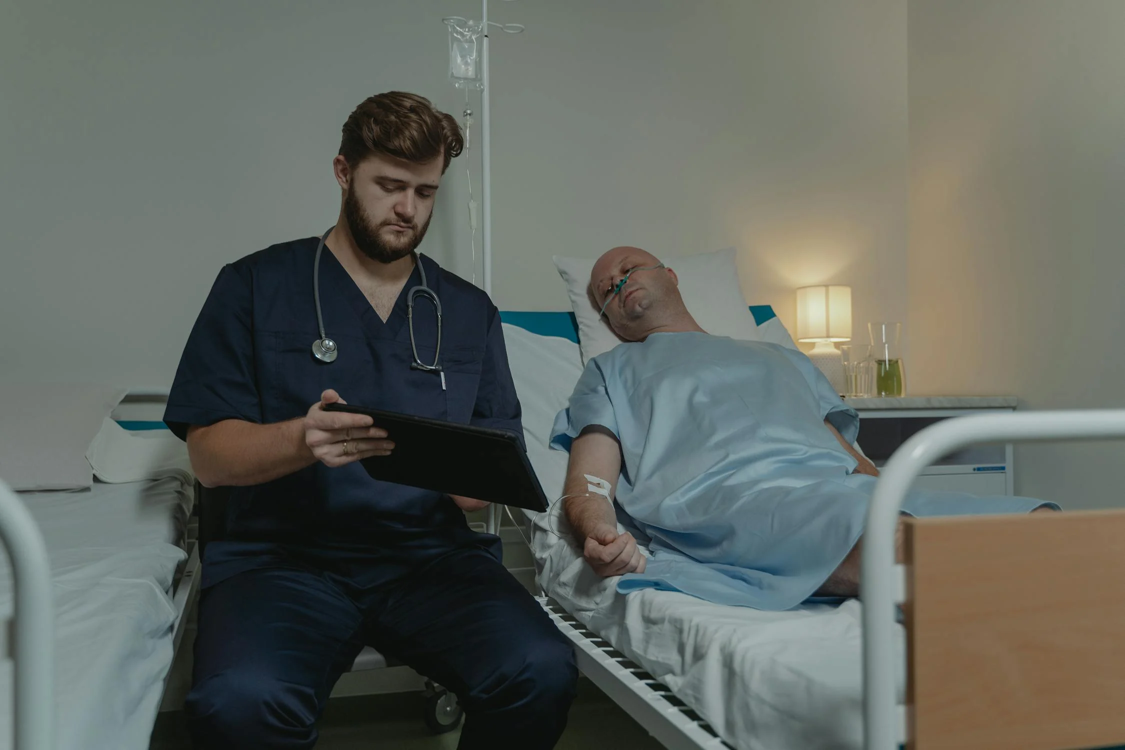Nurse checking medication